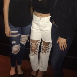 LF front lace up boyfriend jeans
